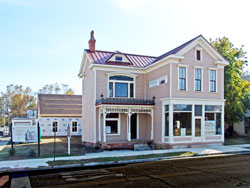 The exterior of the home in which Cardinal Joseph E. Ritter was born in 1892 in New Albany has largely been restored. Work still needs to be completed on its interior and on an addition to the back of the home, which will likely be used for community meetings. (Photo by Sean Gallagher) 