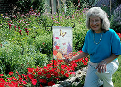 Tina Settles created the Children’s Memorial Butterfly Garden at Good Shepherd Parish in Indianapolis as a place to remember and celebrate the lives of her only child and other children who died too soon. (Photo by John Shaughnessy)