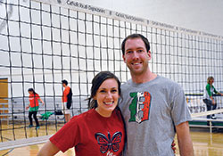 Ten months after they meet as strangers through the IndyCatholic Young Adult Intramurals program, Katie Coonan and Matt Duffy became engaged. Their wedding is scheduled for July 25. (Photo by John Shaughnessy)