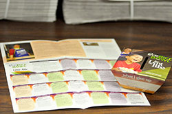 A Catholic Relief Services Rice Bowl box and an accompanying calendar with daily reflections sits on a table at the Archbishop Edward T. O’Meara Catholic Center in Indianapolis ready for Lenten donations. (Photo by Natalie Hoefer)