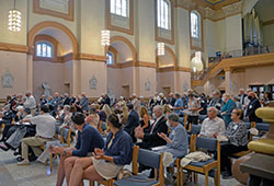 Couples married for 50 years stand and receive applause from the congregation gathered to celebrate the archdiocese’s 37th annual Wedding Anniversary Mass at SS. Peter and Paul Cathedral in Indianapolis on Aug. 29. (Photos by Natalie Hoefer)